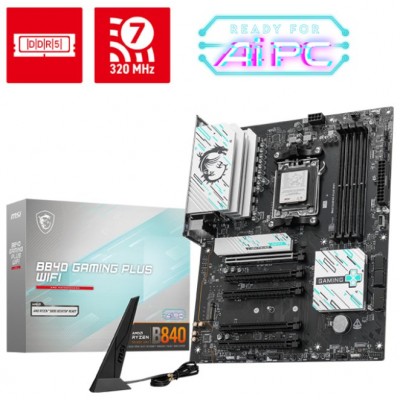 PLACA BASE MSI B840 GAMING PLUS WIFI PCI-E 16x Gen4, M.2 Gen4