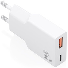 CARGADOR AISENS ULTRA DELGADO GaN 30W 1xUSB-C PD3.0 QC4.0 1xUSB-A QC3.0 BLANCO