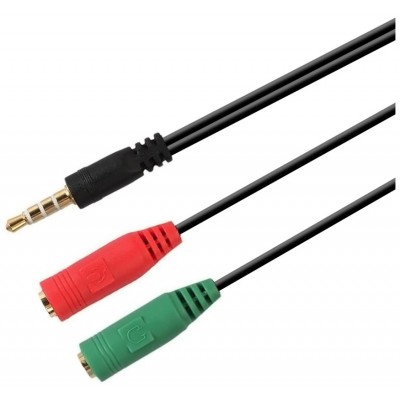 CABLE ADAPTADOR AISENS AUDIO JACK 3.5 4P/M-2XJACK 3.5 3P/H 20CM