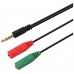 CABLE ADAPTADOR AISENS AUDIO JACK 3.5 4P/M-2XJACK 3.5 3P/H 20CM