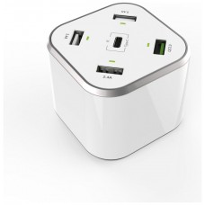 CARGADOR 48W AISENS 5 PUERTOS 3xUSB-A 1xUSB-C 1xUSB QC3.0 BLANCO