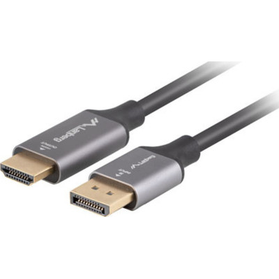 CABLE LANBERG DISPLAYPORT A HDMI 4K MACHO/MACHO 1.8M NEGRO -PLATA