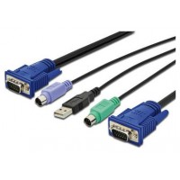 CABLE KVM DIGITUS VGA PS/2 USB HD DB15/M 2xMINIDIN6/M USB TIPO A/M HD DB15/M 3M