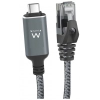 CABLE CONVERTIDOR RED EWENT USB-C 3.1 TO RJ45 CAT6 FTP 1GB GRIS 3M