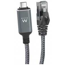 CABLE CONVERTIDOR RED EWENT USB-C 3.1 TO RJ45 CAT6 FTP 1GB GRIS 5M