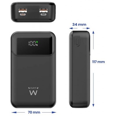POWER BANK EWENT 20.000MAH PD 65W 2XTYPE-C (IN) 1XTYPE-C 2X USB-A PORT (OUT)