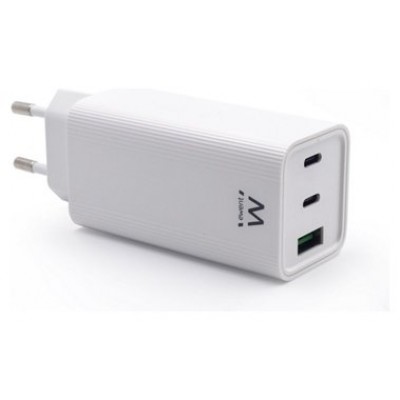 CARGADOR MOVIL EWENT CARGA RAPIDA PUERTOS 2 USB-C Y 1 USB-A 65W BLANCO