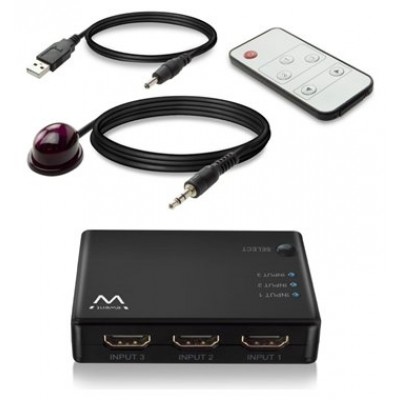 CONMUTADOR EWENT HDMI 3 PUERTOS 4K 30HZ  USB MANDO A DISTANCIA
