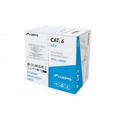 BOBINA CABLE DE RED LANBERG UTP RJ45 CAT.6 SOLIDO CCA 305M GRIS FLUKE PASSED CF