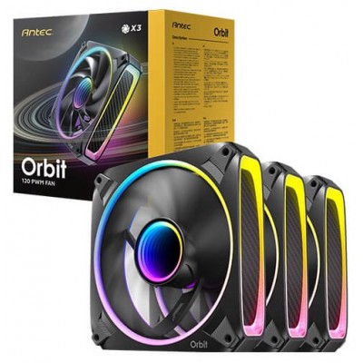 VENTILADOR CAJA ANTEC ORBIT ARGB 3X VENT REVERSE 120MM RGB NEGRO