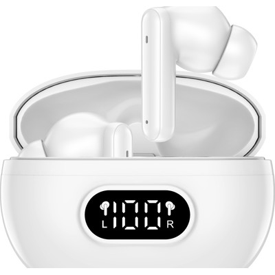 AURICULARES BLUETOOTH DENVER INALAMBRICOS CON ENC (4 MICROFONOS) BLANCO